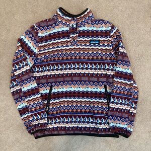 KAVU Cavanaugh Fleece River Knit Pullover Jacket Sweatshirt Snap Mock Medium